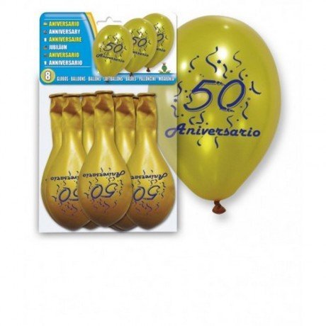 Set 8 Globos Oro 50 Aniversario