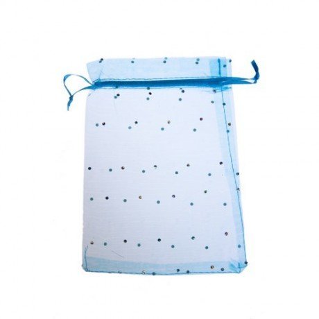 Bolsa de Organza Lunares Plateados 13x18cms.